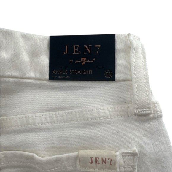 NWT Jen 7 Sequin/Fringe Embellished Ankle Straight White Jeans 00 - Picture 5 of 6